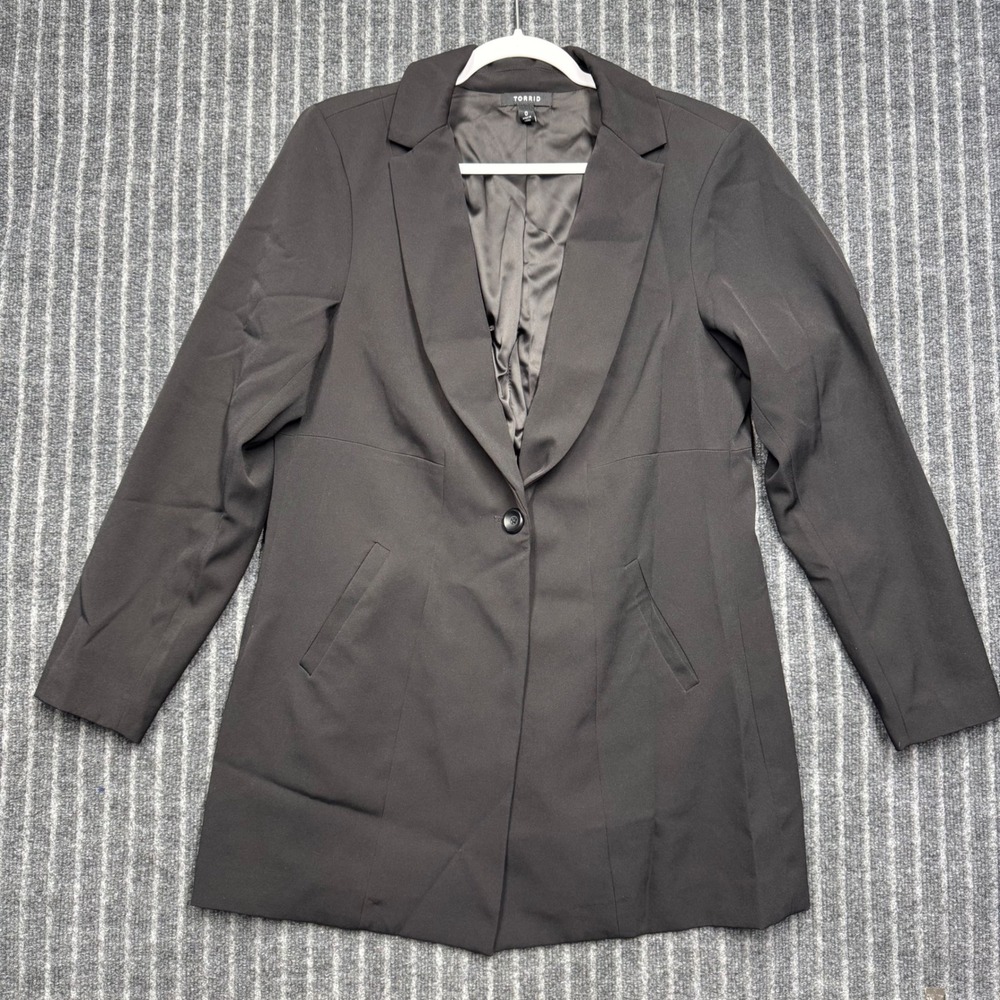 Torrid Women Blazer Size 0 Large Black Longline One Button Professional Workwear